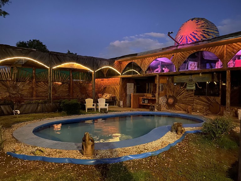 Casa Antigua pool at night
