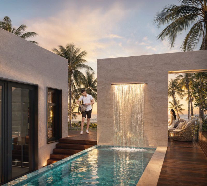 Rooftop plunge pool with waterfall upgrade